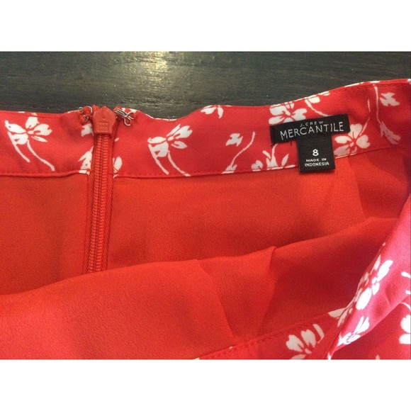 J. Crew Mercantile Red Floral Flounce Ruffle Mini Skirt Size 8 - Picture 2 of 3